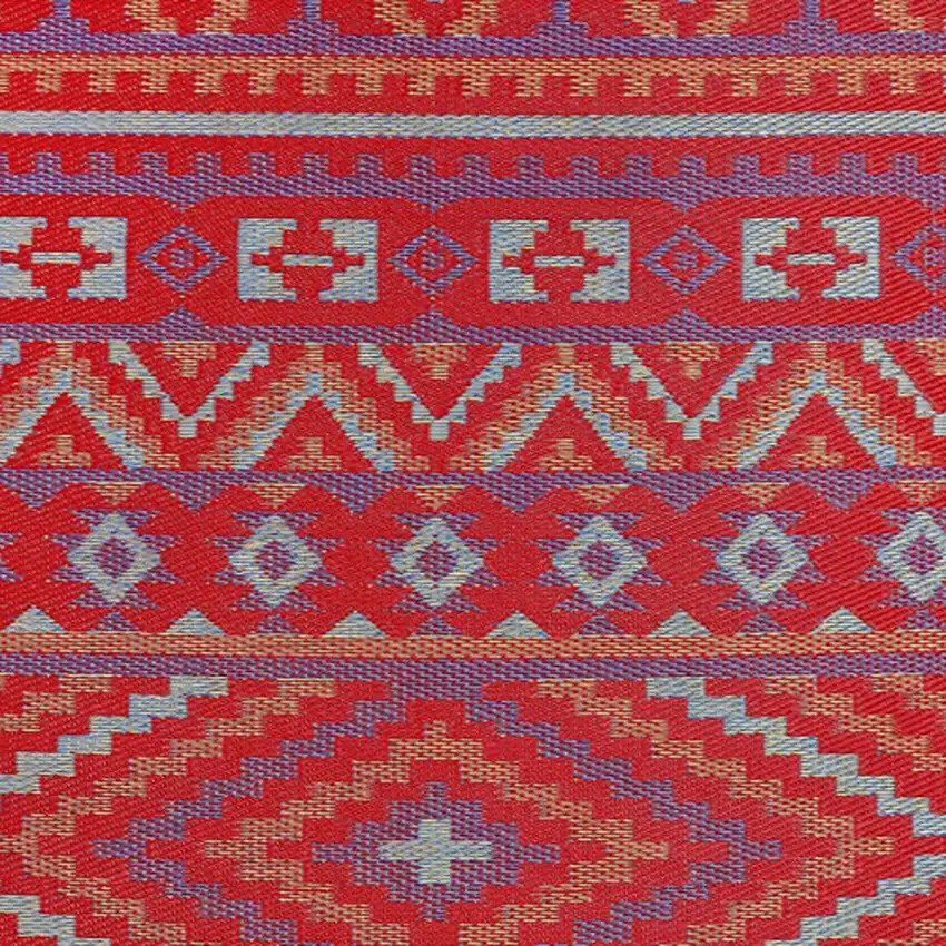 Red Geometric Machine Braided Distressed Area Rug With UV Protection Photo 5