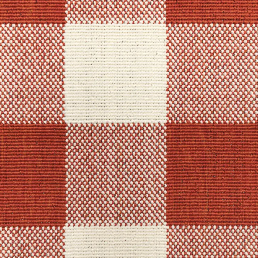 Red Geometric Stain Resistant Indoor Outdoor Area Rug Photo 3