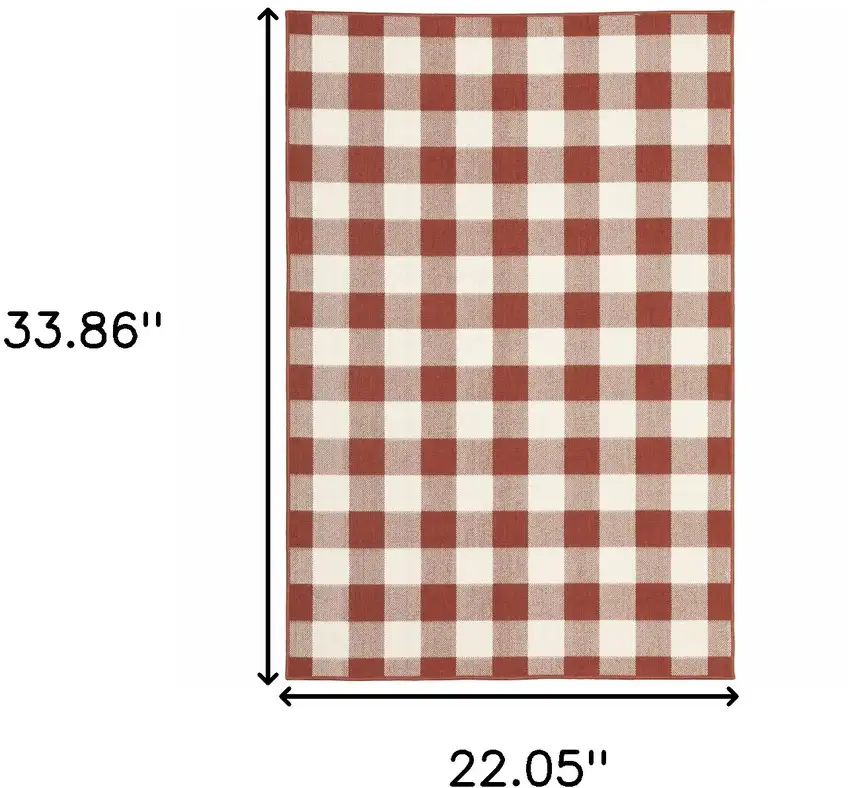 Red Geometric Stain Resistant Indoor Outdoor Area Rug Photo 6