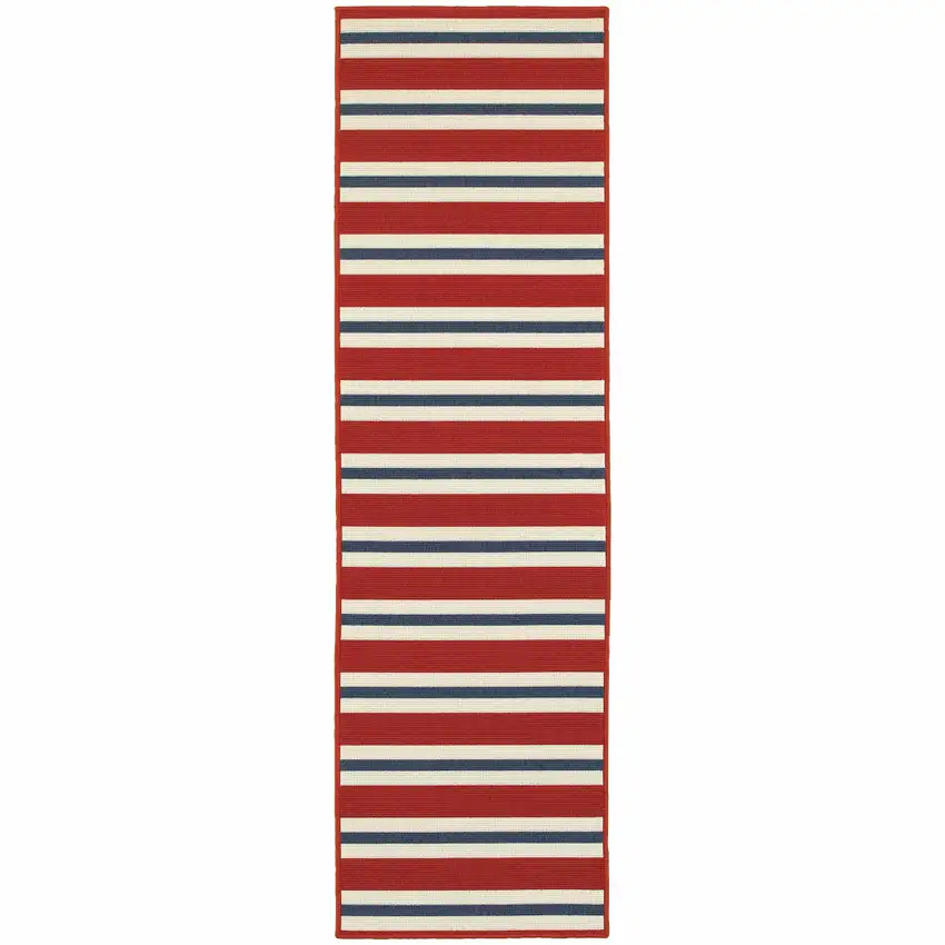 Red Geometric Stain Resistant Indoor Outdoor Area Rug Photo 1