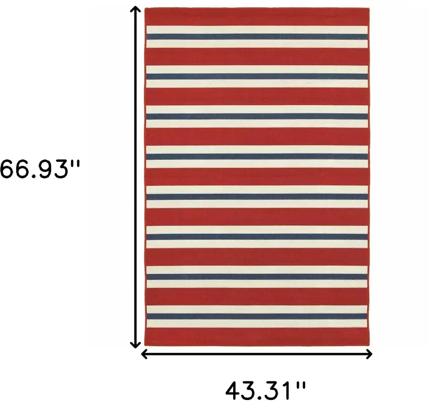 Red and Ivory Geometric Stain Resistant Indoor Outdoor Area Rug Photo 3