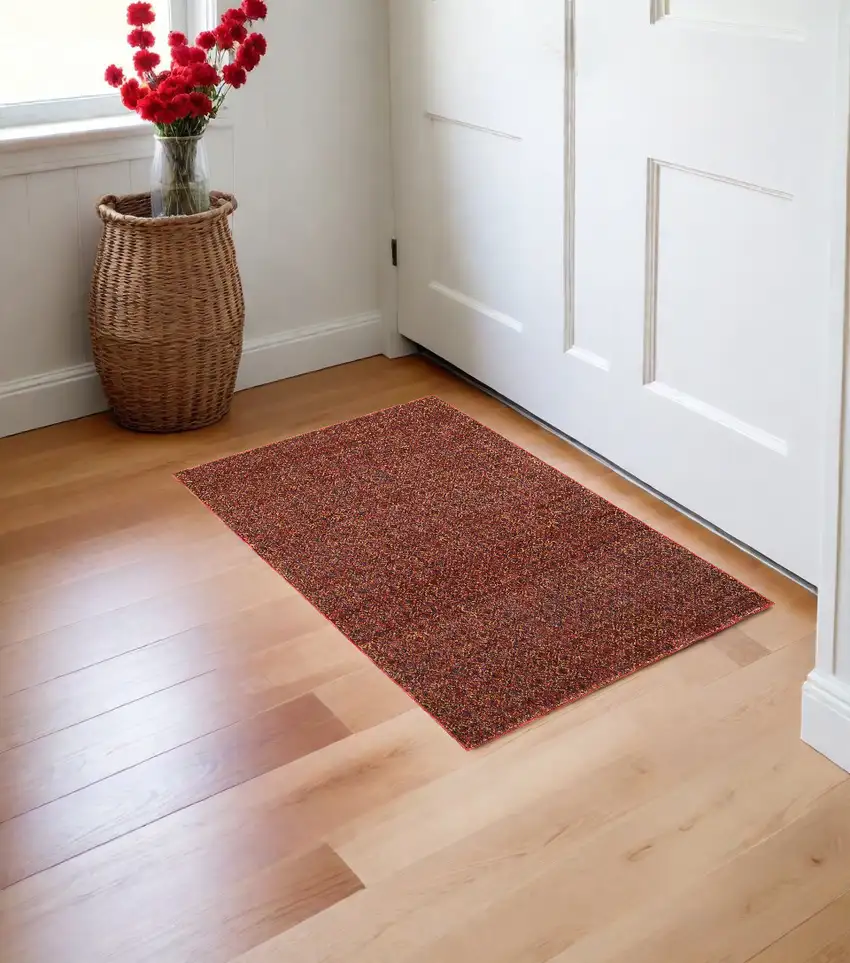 Red and Gold Geometric Power Loom Area Rug Photo 1