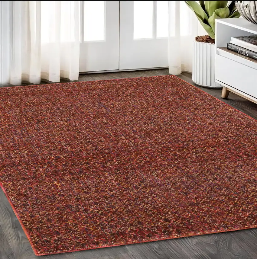 Red and Gold Geometric Power Loom Area Rug Photo 1