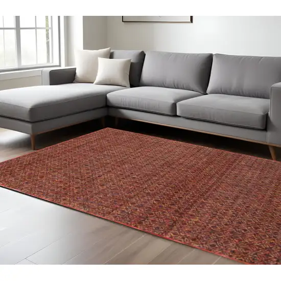 Red and Gold Geometric Power Loom Area Rug Photo 1