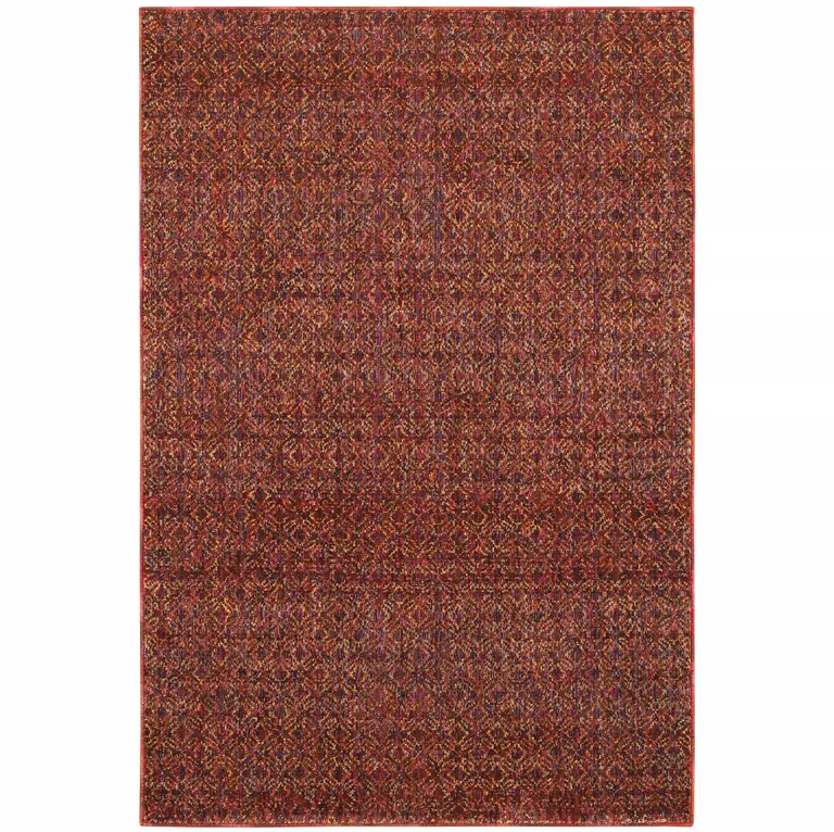Red Gold And Blue Geometric Power Loom Stain Resistant Area Rug Photo 2