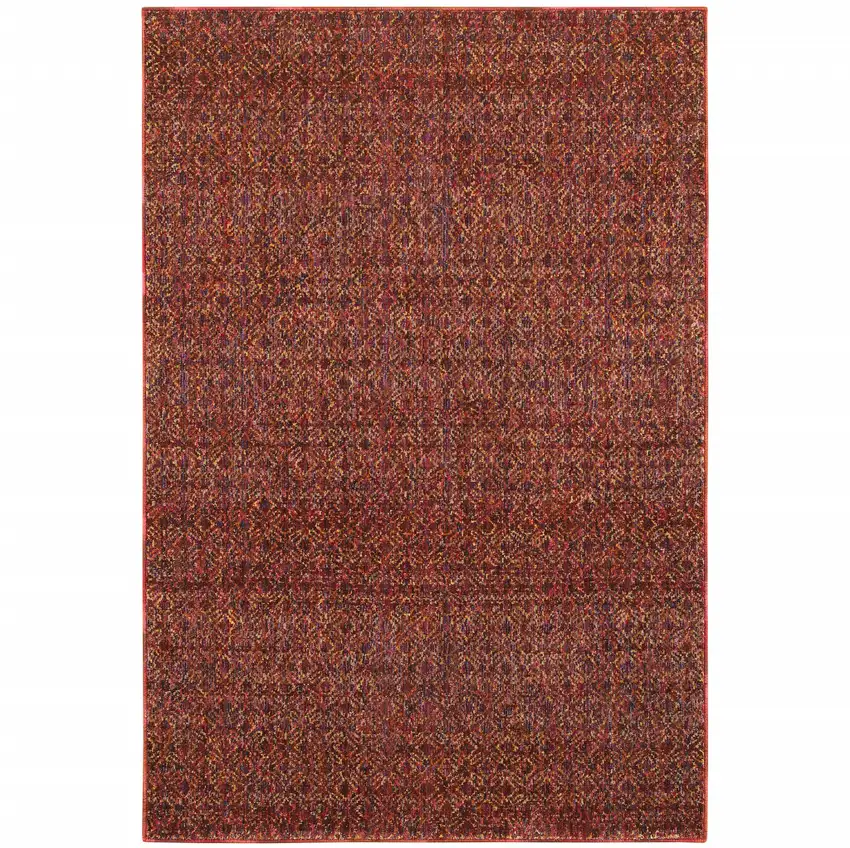 Red and Gold Geometric Power Loom Area Rug Photo 2