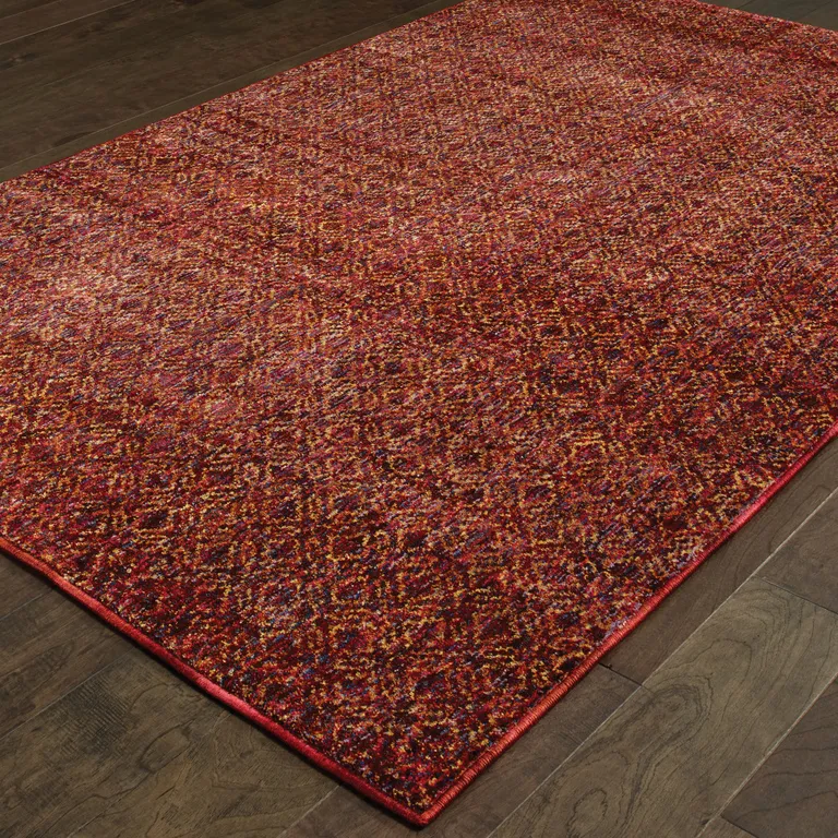 Red Gold And Blue Geometric Power Loom Stain Resistant Area Rug Photo 5