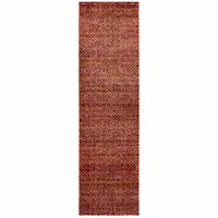 Photo of Red Gold And Blue Geometric Power Loom Stain Resistant Runner Rug