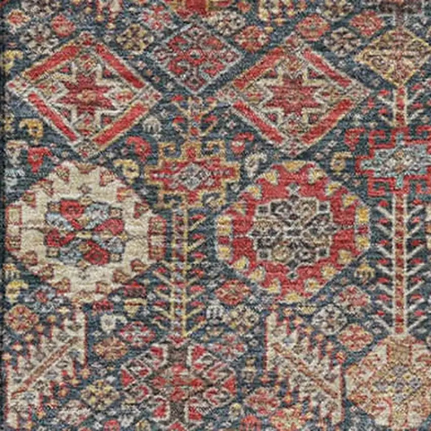 Red Gold And Gray Tribal Washable Area Rug With UV Protection Photo 3