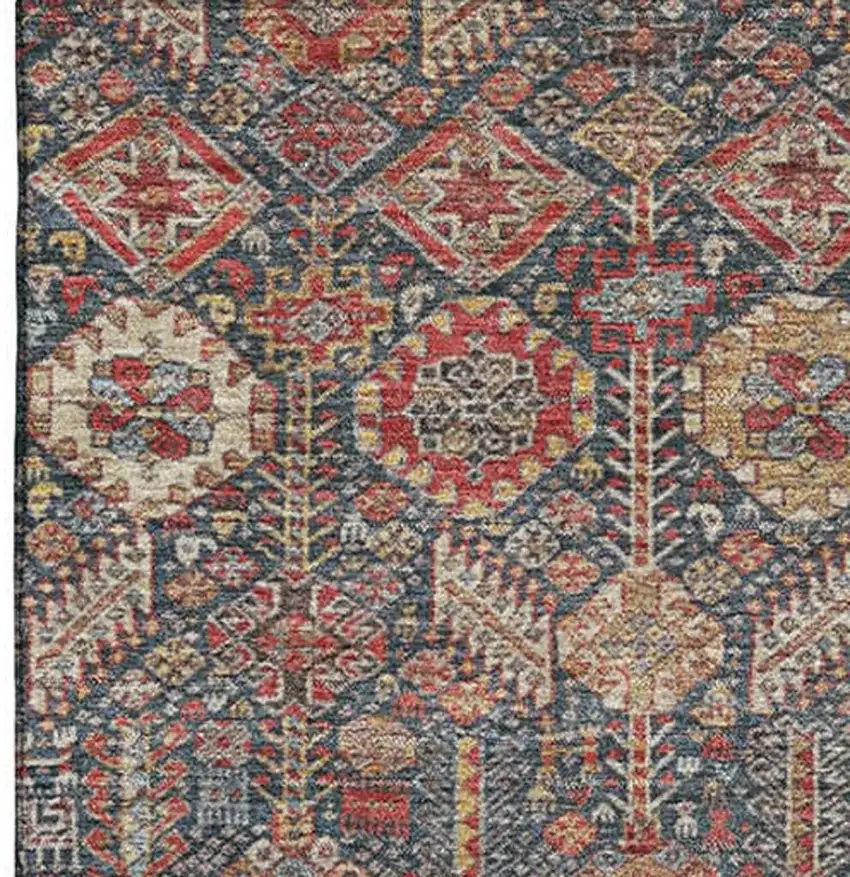 Red Gold And Gray Tribal Washable Area Rug With UV Protection Photo 4