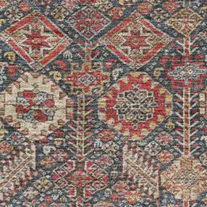 Photo of Red Gold And Gray Tribal Washable Area Rug With UV Protection