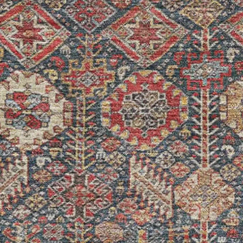 Red Gold And Gray Tribal Washable Area Rug With UV Protection Photo 3