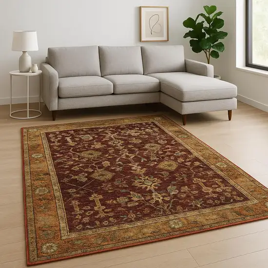 Red and Gold Oriental Power Loom Area Rug Photo 1