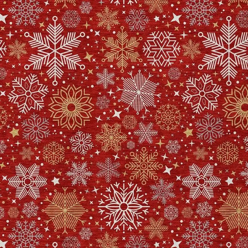 Red Gold And Ivory Medallion Washable Indoor Outdoor Area Rug Photo 4