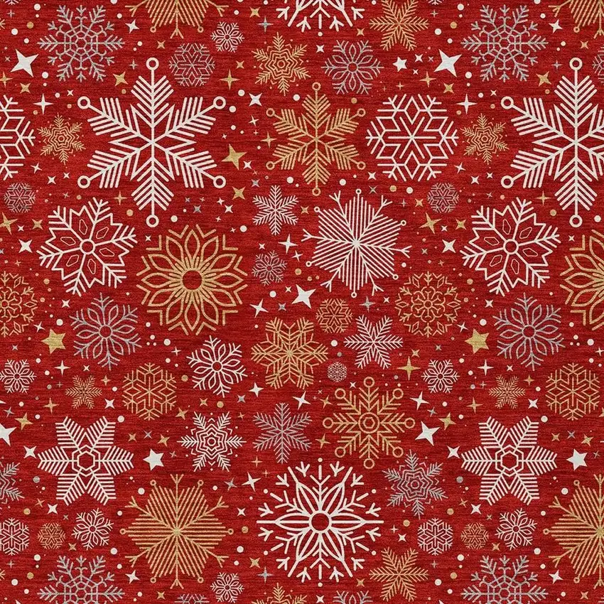 Red Gold And Ivory Medallion Washable Indoor Outdoor Area Rug Photo 4