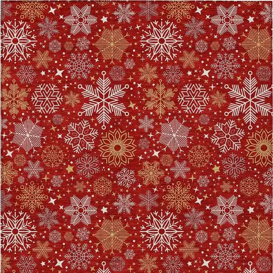 Red Gold And Ivory Medallion Washable Indoor Outdoor Area Rug Photo 4