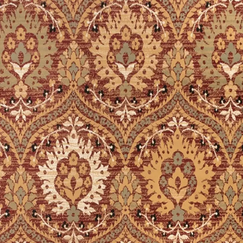 Red And Gold Floral Area Rug Photo 5