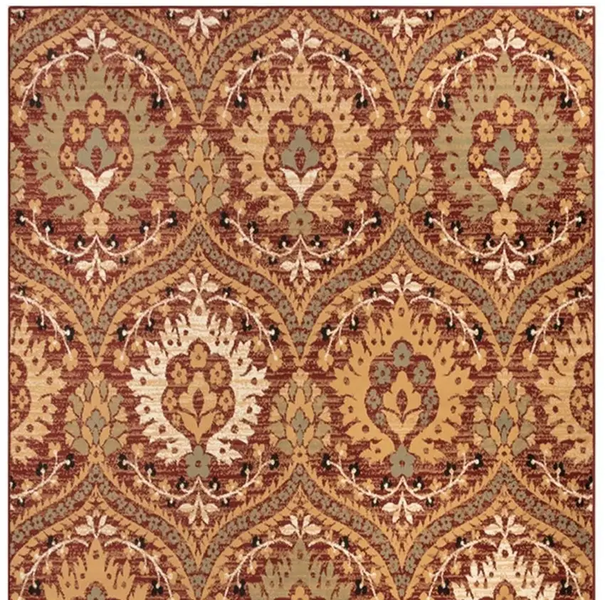 Red And Gold Floral Area Rug Photo 6