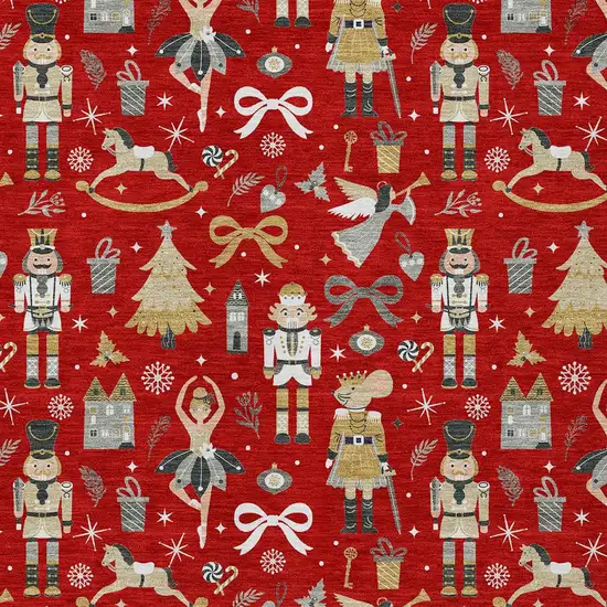 Red Gold Black And Gray Nutcracker Washable Indoor Outdoor Area Rug Photo 7