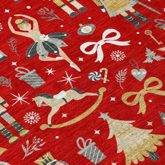Red Gold Black And Gray Nutcracker Washable Indoor Outdoor Area Rug Photo 9