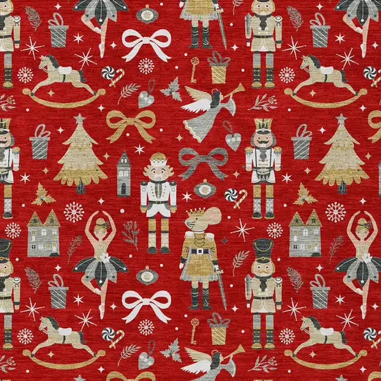Red Gold Black And Gray Nutcracker Washable Indoor Outdoor Area Rug Photo 7