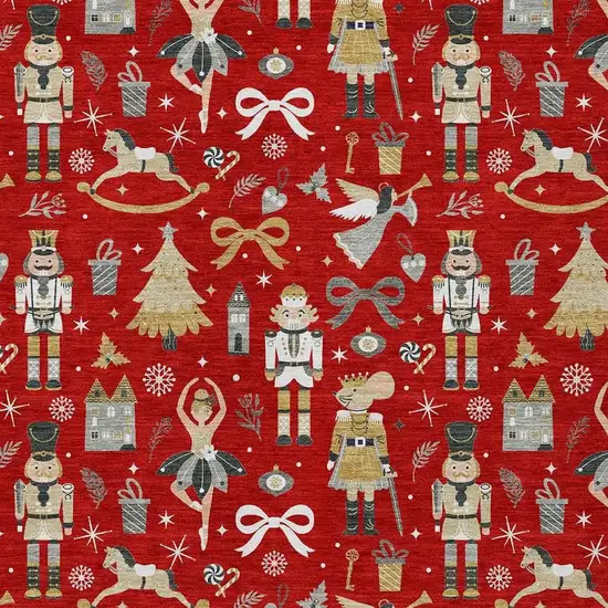 Red Gold Black And Gray Village Houses Washable Indoor Outdoor Area Rug Photo 3