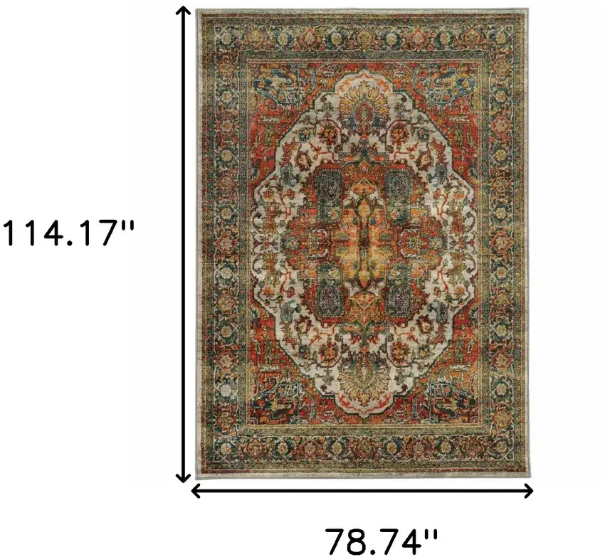 Red and Gold Oriental Power Loom Area Rug Photo 3