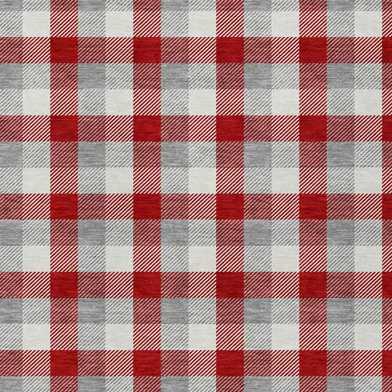 Red Gray And Beige Plaid Washable Indoor Outdoor Area Rug Photo 4
