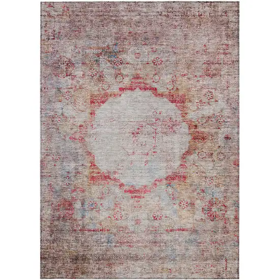 Red Gray And Blue Oriental Washable Indoor Outdoor Area Rug Photo 8