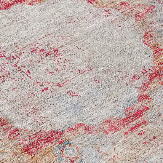 Red Gray And Blue Oriental Washable Indoor Outdoor Area Rug Photo 4