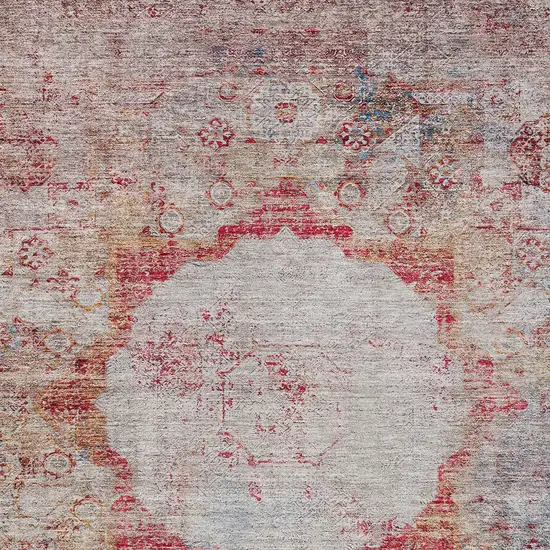 Red Gray And Blue Oriental Washable Indoor Outdoor Area Rug Photo 5