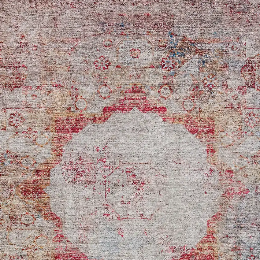 Red Gray And Blue Oriental Washable Indoor Outdoor Area Rug Photo 5