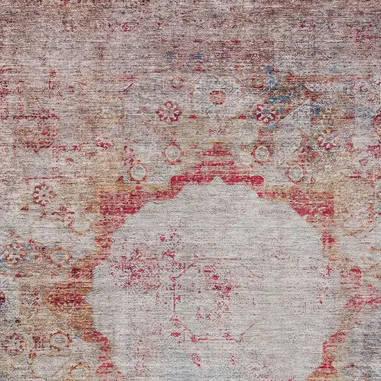 Red Gray And Blue Oriental Washable Indoor Outdoor Area Rug Photo 7