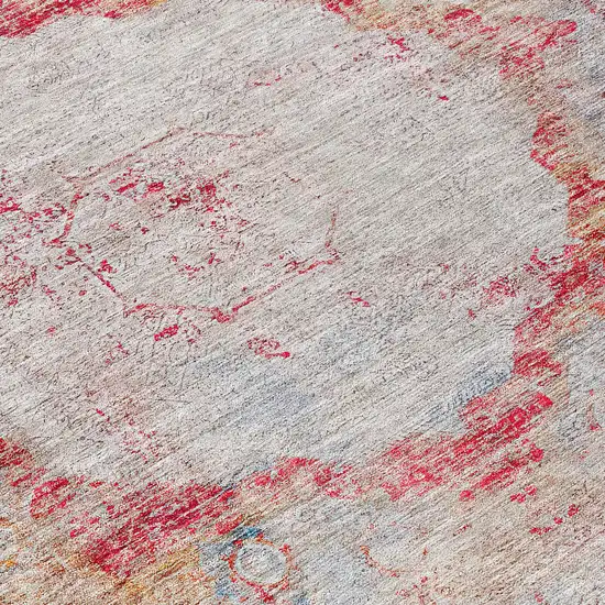 Red Gray And Blue Oriental Washable Indoor Outdoor Area Rug Photo 6