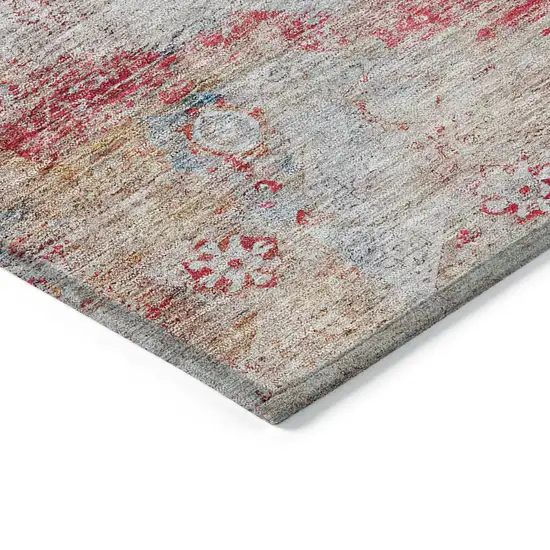 Red Gray And Blue Oriental Washable Indoor Outdoor Area Rug Photo 5