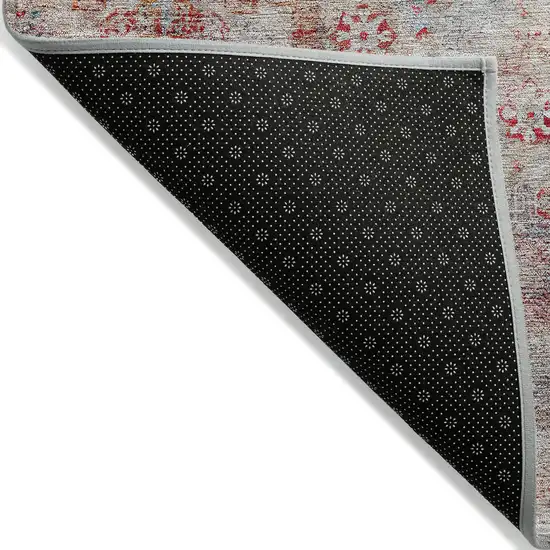 Red Gray And Blue Oriental Washable Indoor Outdoor Area Rug Photo 4