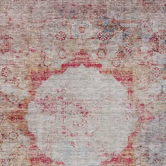 Red Gray And Blue Oriental Washable Indoor Outdoor Area Rug Photo 7