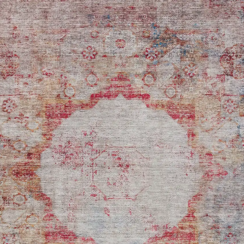 Red Gray And Blue Oriental Washable Indoor Outdoor Area Rug Photo 7