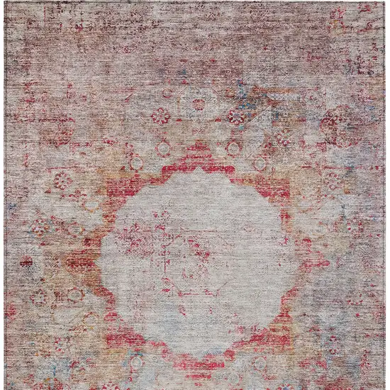 Red Gray And Blue Oriental Washable Indoor Outdoor Area Rug Photo 8