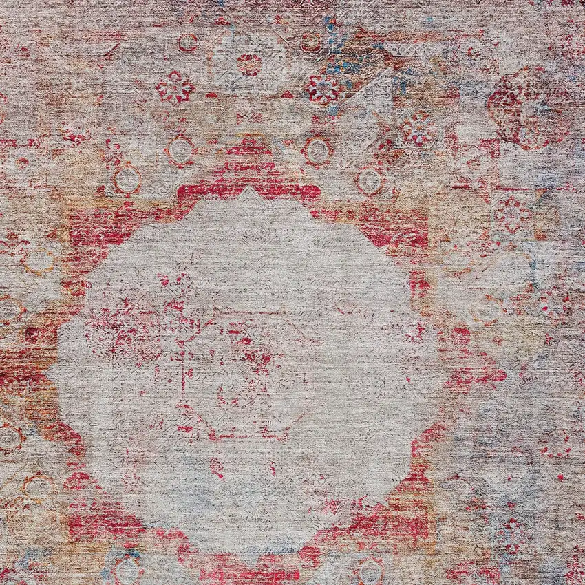 Red Gray And Blue Oriental Washable Indoor Outdoor Area Rug Photo 7