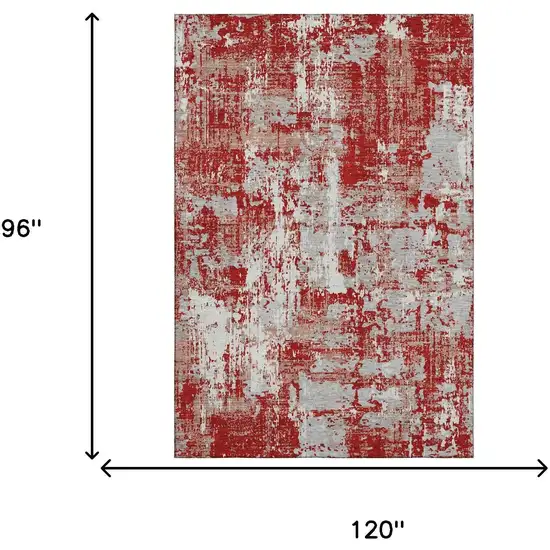 Red Gray And Ivory Abstract Washable Area Rug With UV Protection Photo 6