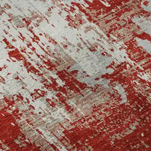 Photo of Red Gray And Ivory Abstract Washable Area Rug With UV Protection