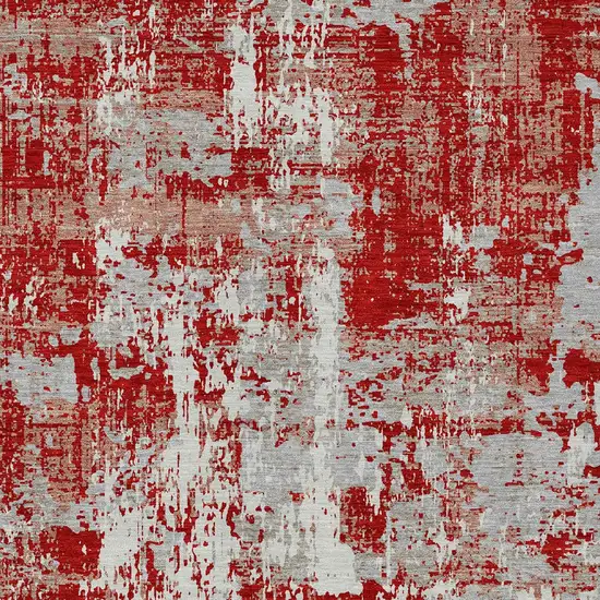 Red Gray And Ivory Abstract Washable Indoor Outdoor Area Rug Photo 6