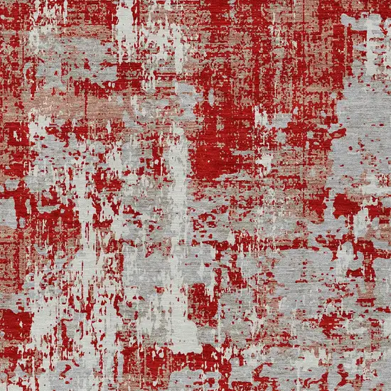 Red Gray And Ivory Abstract Washable Indoor Outdoor Area Rug Photo 6