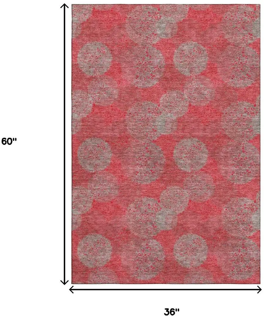 Red Gray And Silver Abstract Washable Area Rug With UV Protection Photo 9