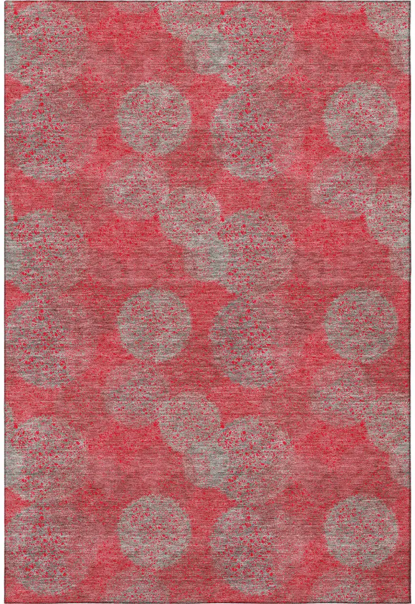 Red Gray And Silver Abstract Washable Area Rug With UV Protection Photo 2