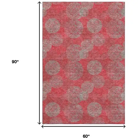 Red Gray And Silver Abstract Washable Area Rug With UV Protection Photo 8