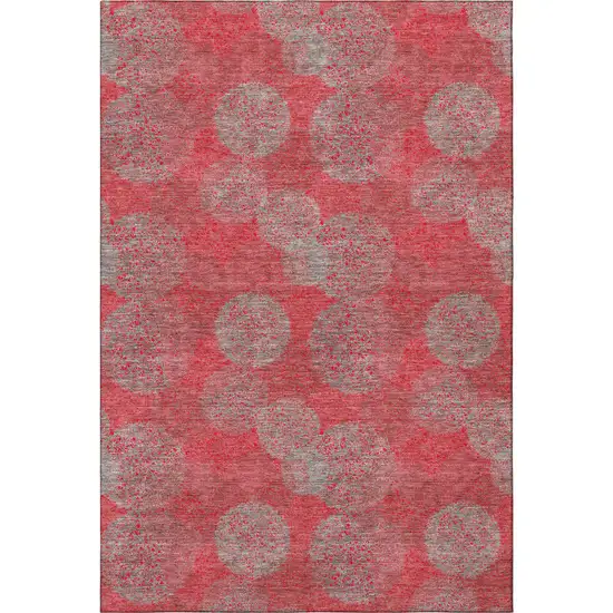 Red Gray And Silver Abstract Washable Area Rug With UV Protection Photo 2