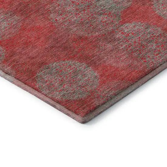 Red Gray And Silver Abstract Washable Area Rug With UV Protection Photo 5