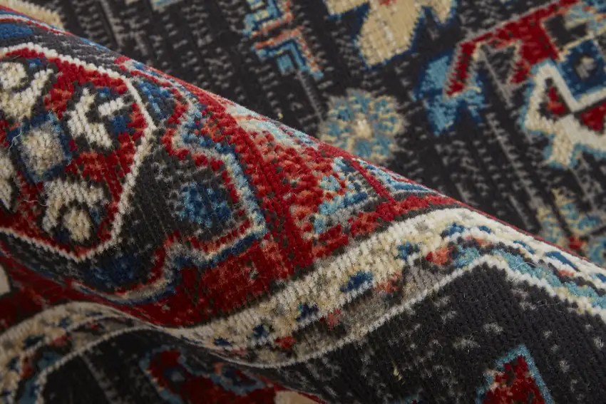 Red Gray And Tan Abstract Power Loom Distressed Stain Resistant Area Rug Photo 2